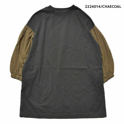 【130~150】★NEEDLEWORKS★天竺袖タイプライターワンピース(2224014j)